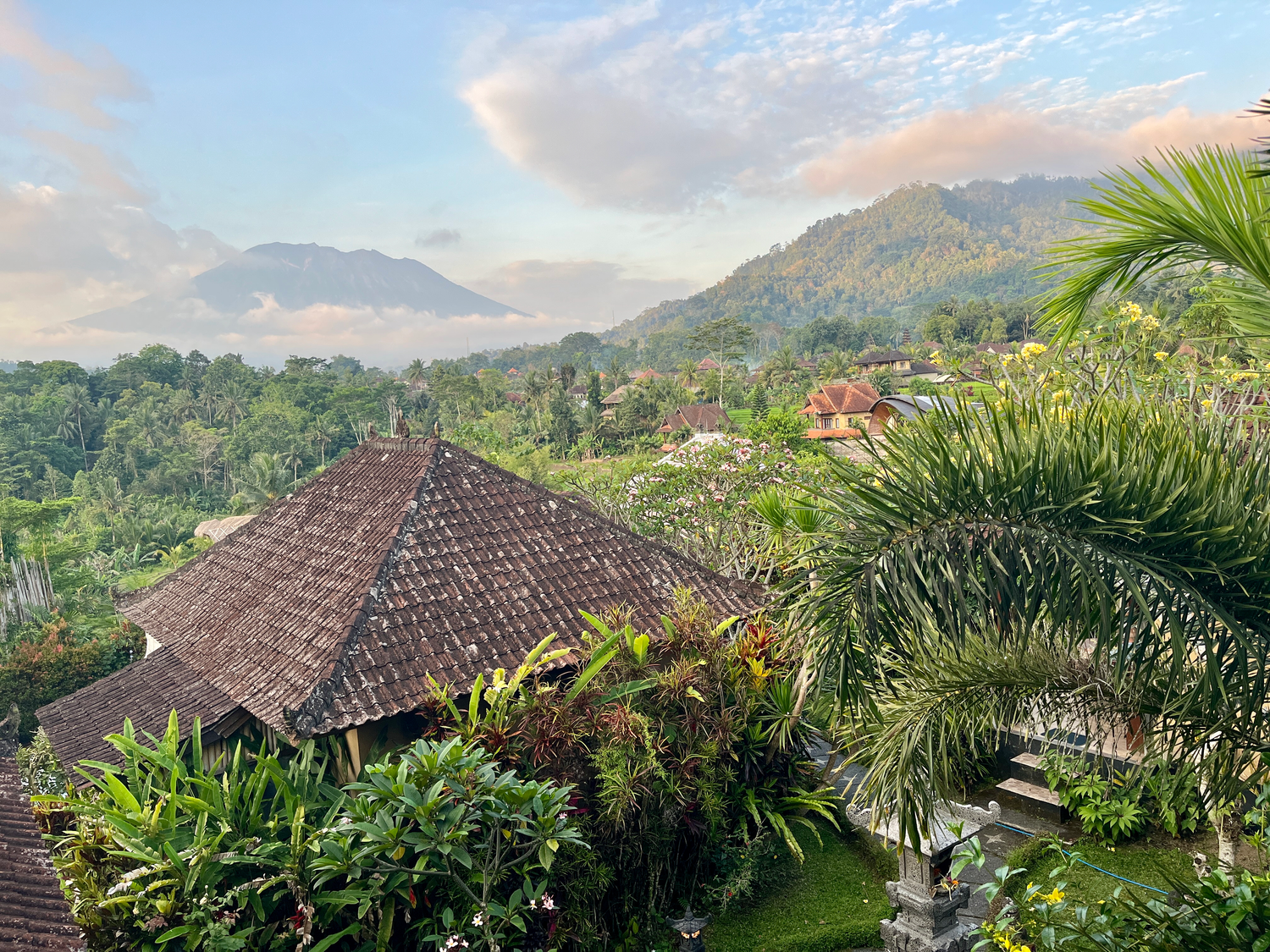 View from the village Sidemen, Bali on the Vulcano Mount Agung